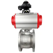 Кран шаровой DN.ru BV3232P-FP-Fb Ду100 Ру16, корпус - сталь 316, уплотнение - PTFE, полнопроходной, межфланцевый с пневмоприводом DN.ru DA-105 двойного действия, пневмораспределителем 4M310-08 220В и 
